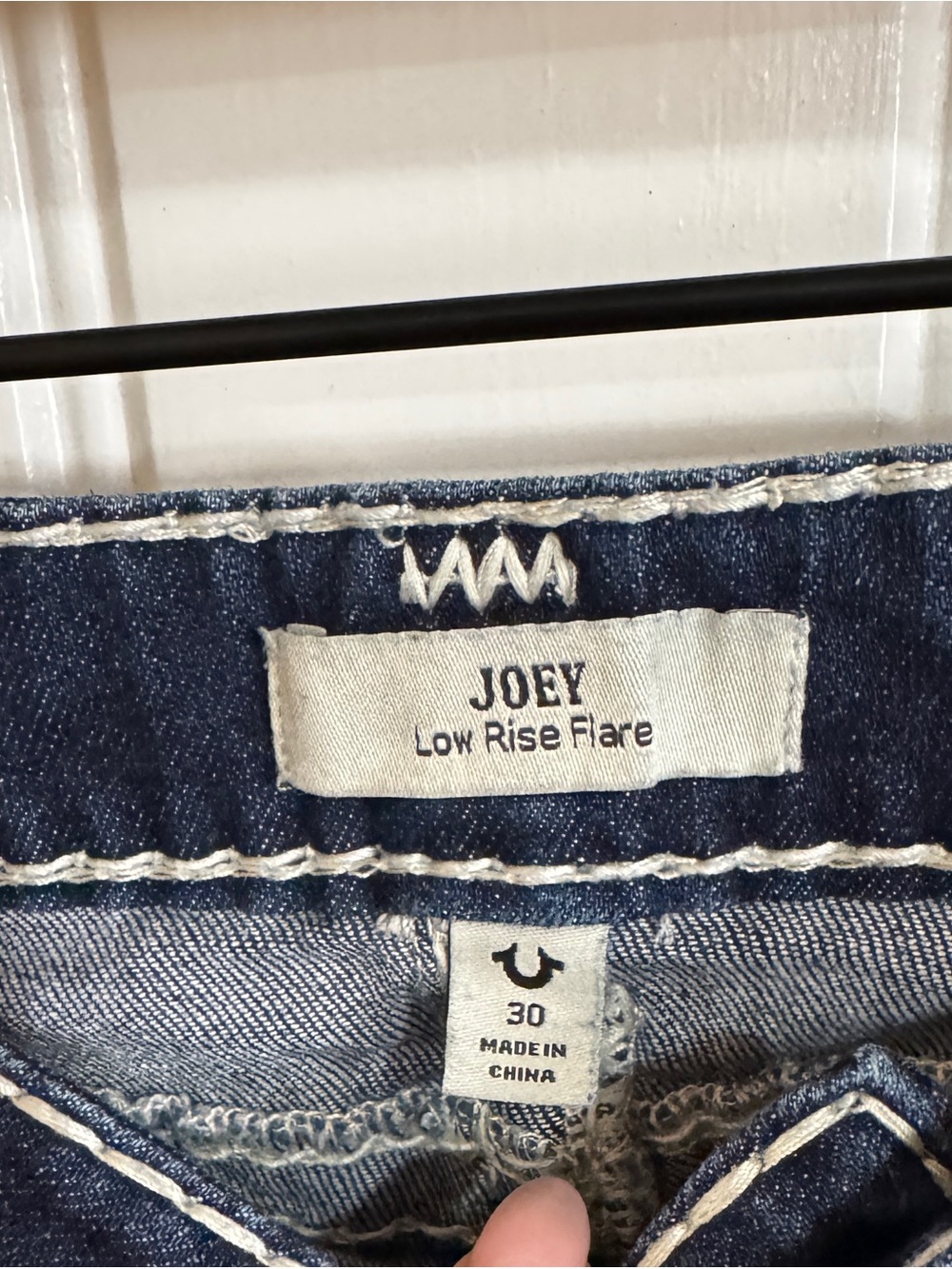True Religion Joey Low Rise Flare Jeans Super T Dark Wash Flap Pocket Size 30 - Picture 7 of 15